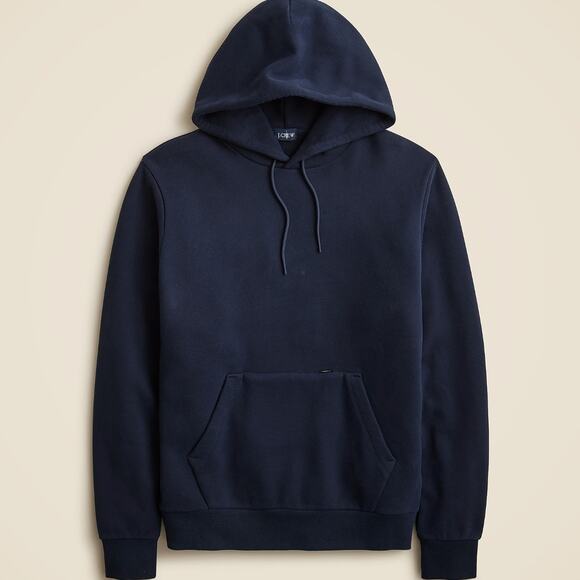 J.Crew Summit 11 oz. Soft Knit Fleece Hoodie Cotton Blend Mens Navy Large NWT - Picture 1 of 10